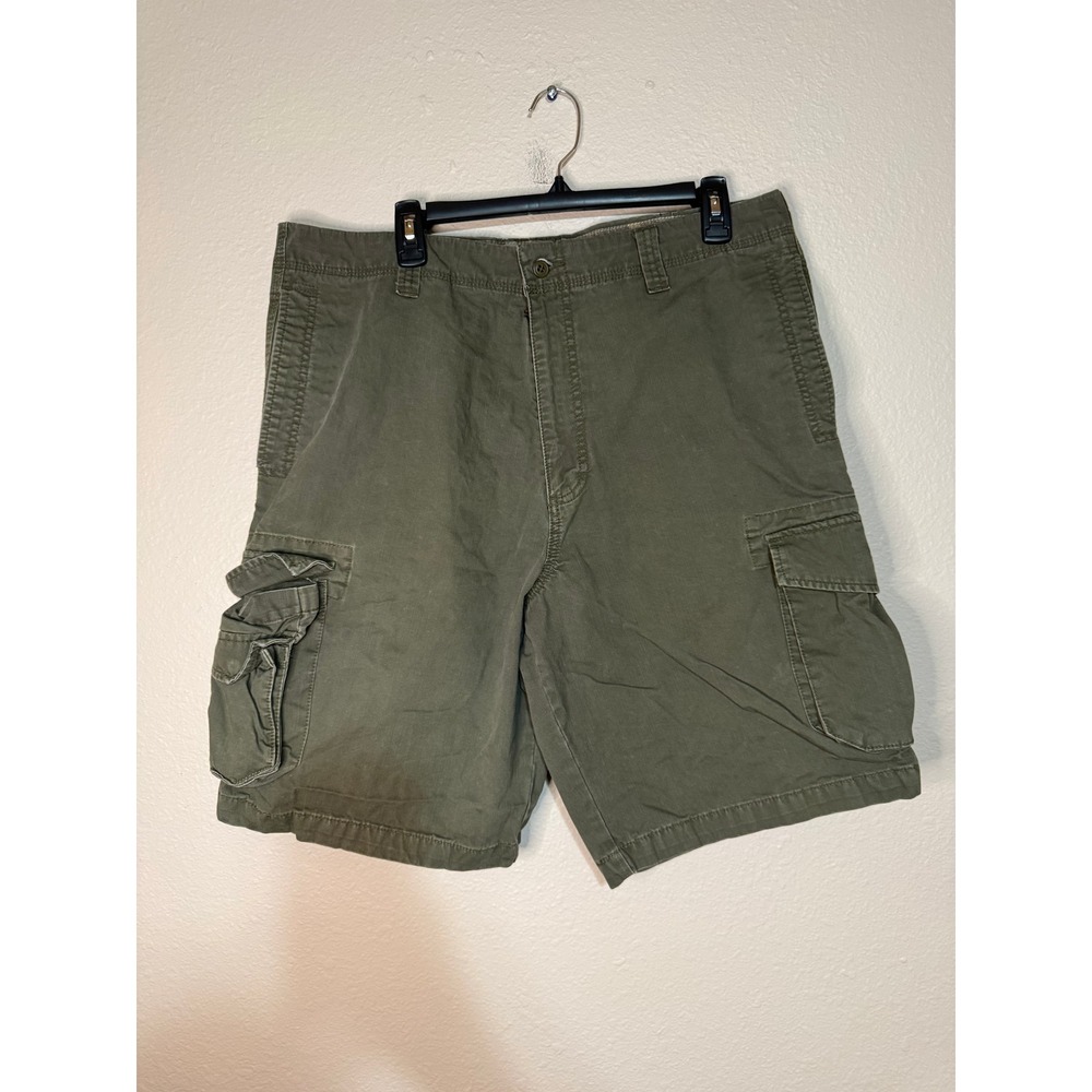 Dockers Mens W36 Olive Green Cargo Shorts Flat Front Loose Fit 100% Cotton